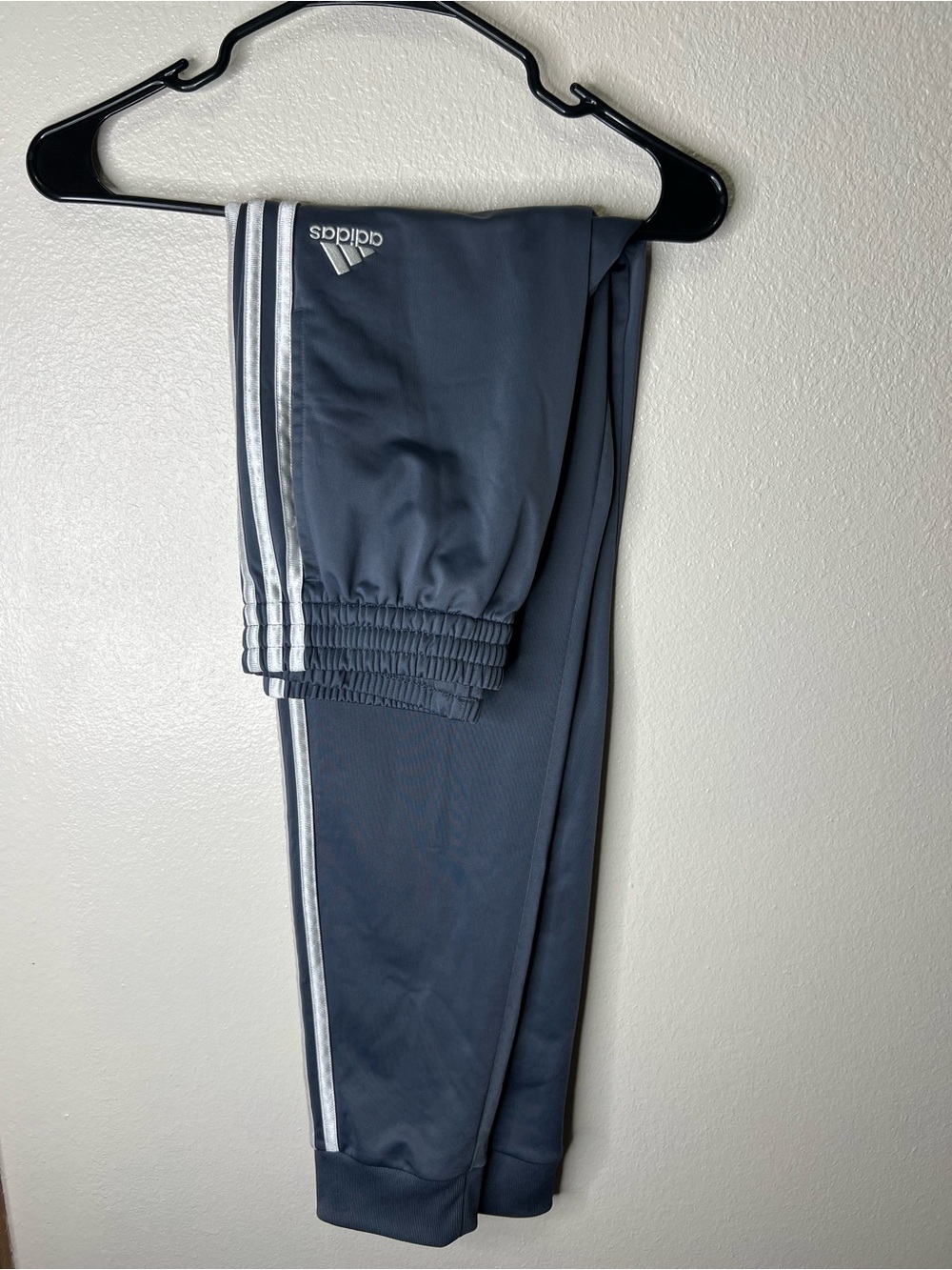Adida Gray Track Pants with White Stripes